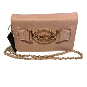 bebe Powder Pink Crossbody Bag with Gold Chain NWT